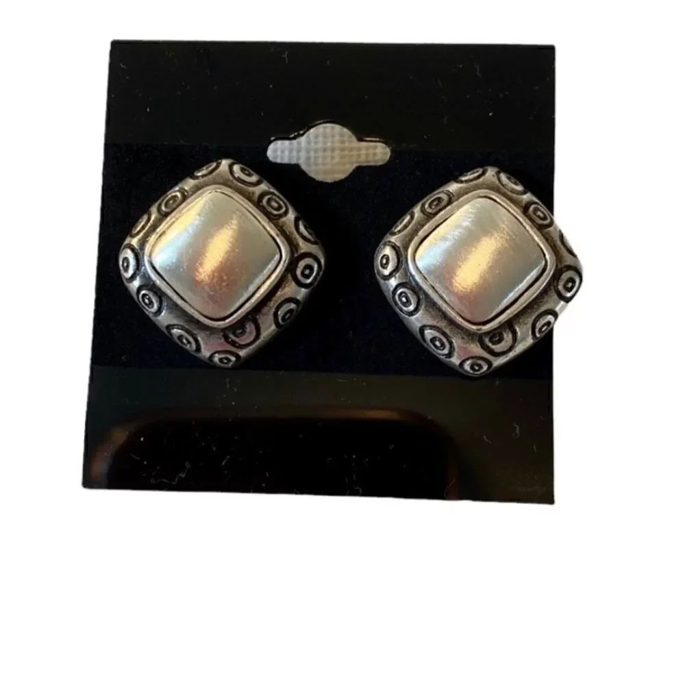 Vintage Chicos Square Shaped Button Earrings.